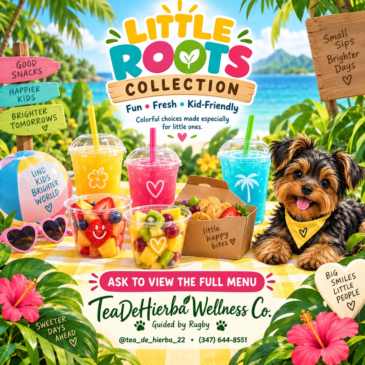Little Roots fruit drinks and snacks with Rugby